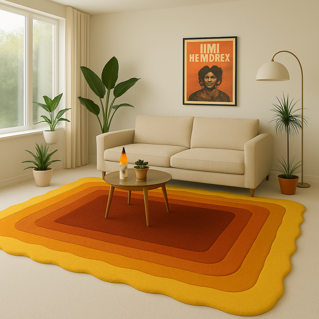 Wavy Border Rug – Amber