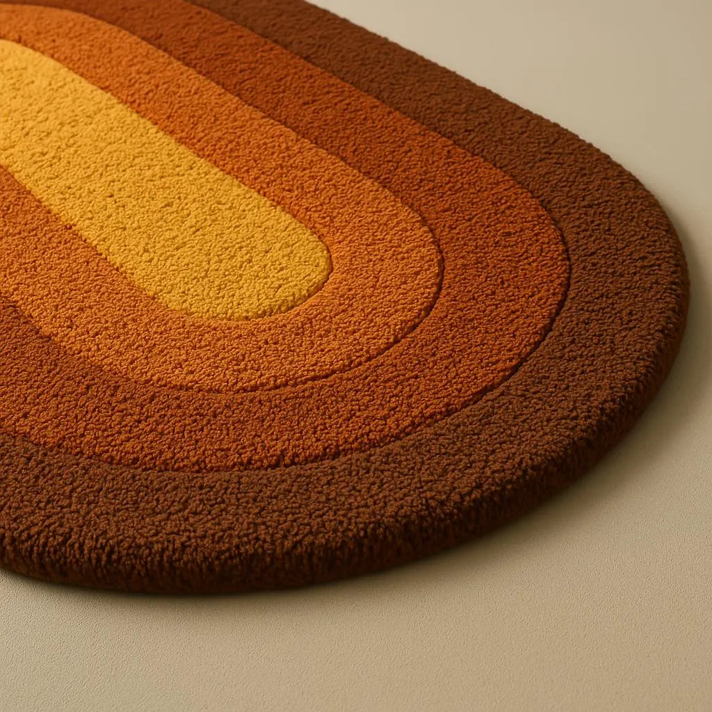 Vintage 70's Oval rug - Brown Retro gradient