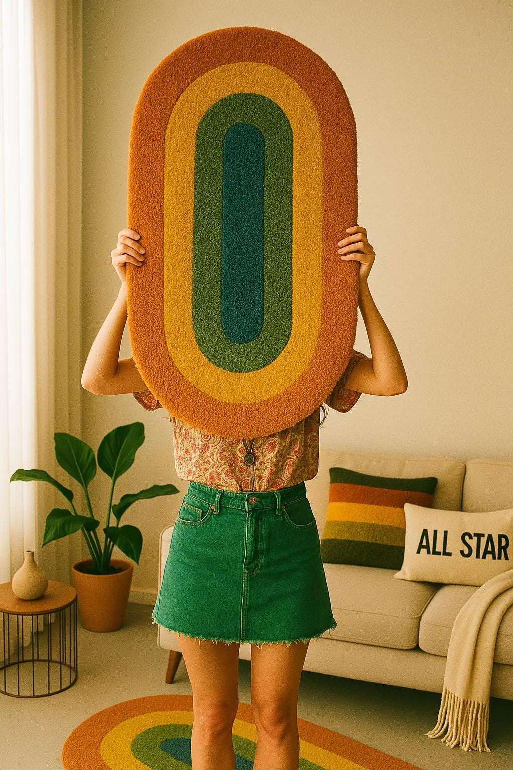 Vintage 70's Oval rug - Retro gradient