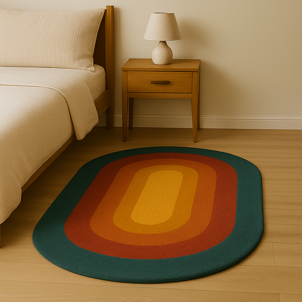Vintage 70's Oval Rug – Retro Rainbow Gradient