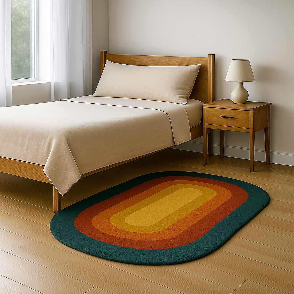 Vintage 70's Oval Rug – Retro Rainbow Gradient