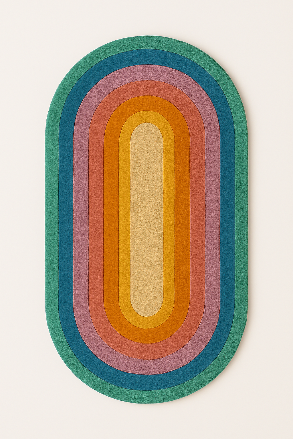 Vintage 70's Oval Rug – Retro Rainbow Gradient