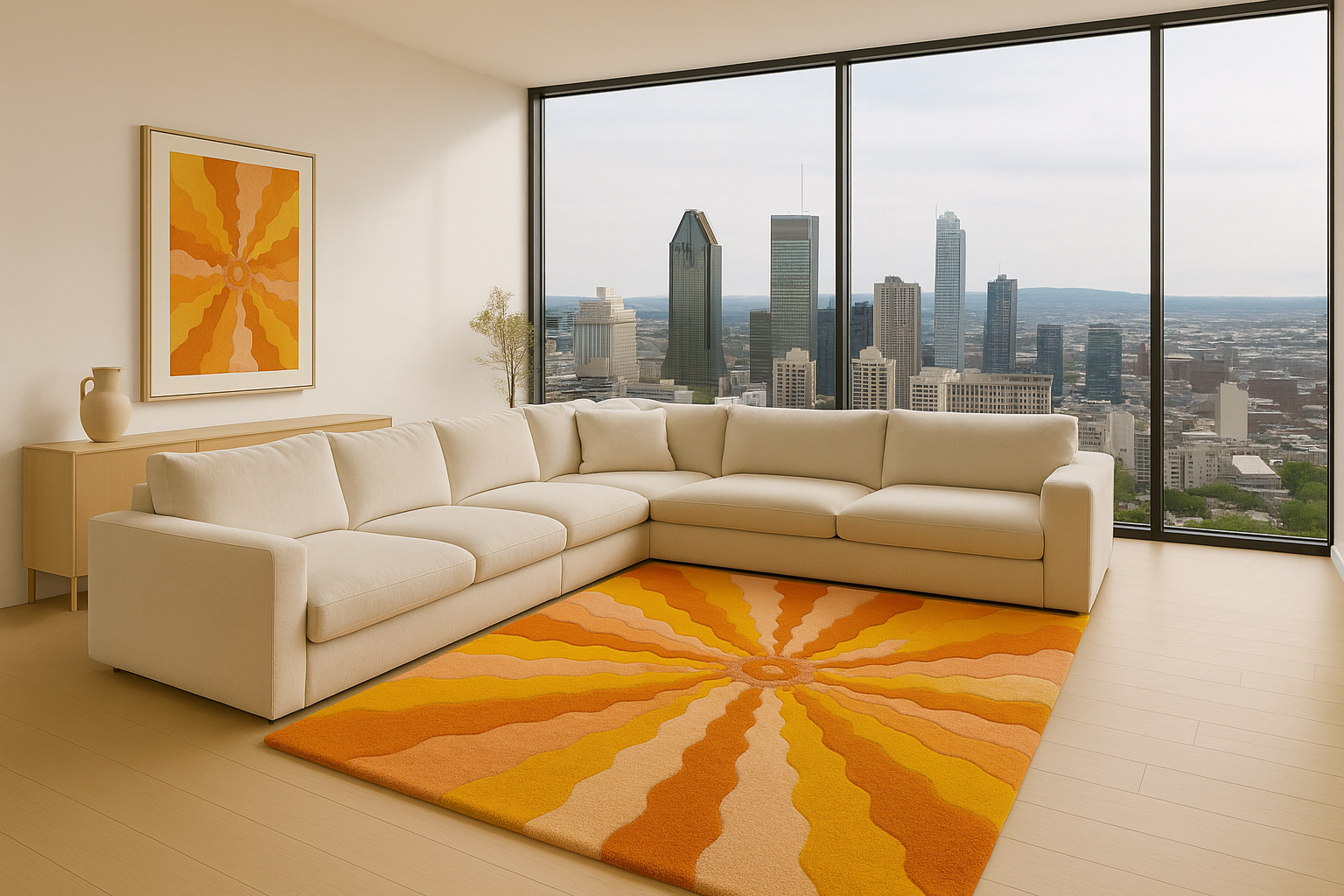 Radiant Sunburst – Retro Rug