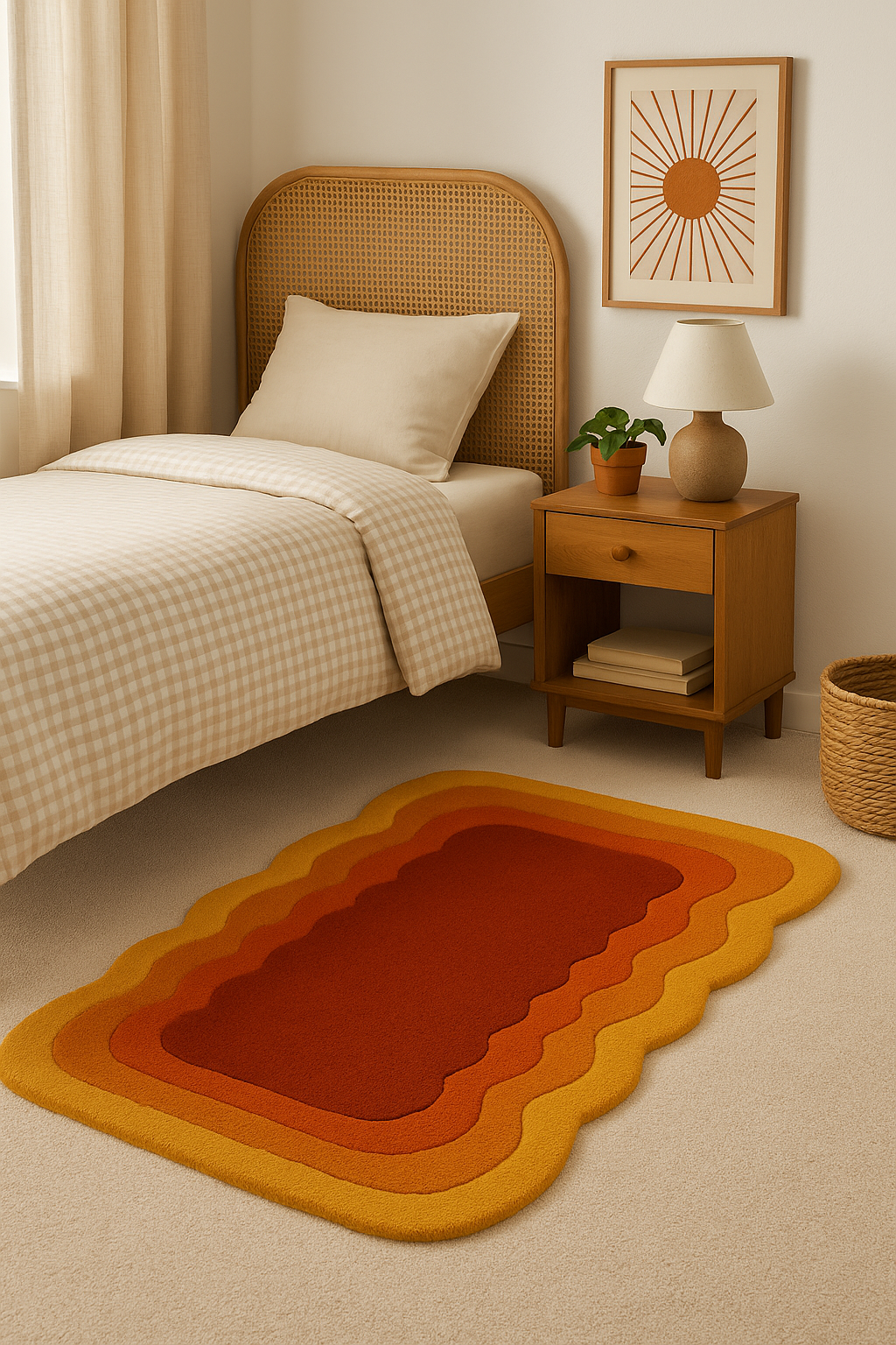 Wavy Border Rug – Amber