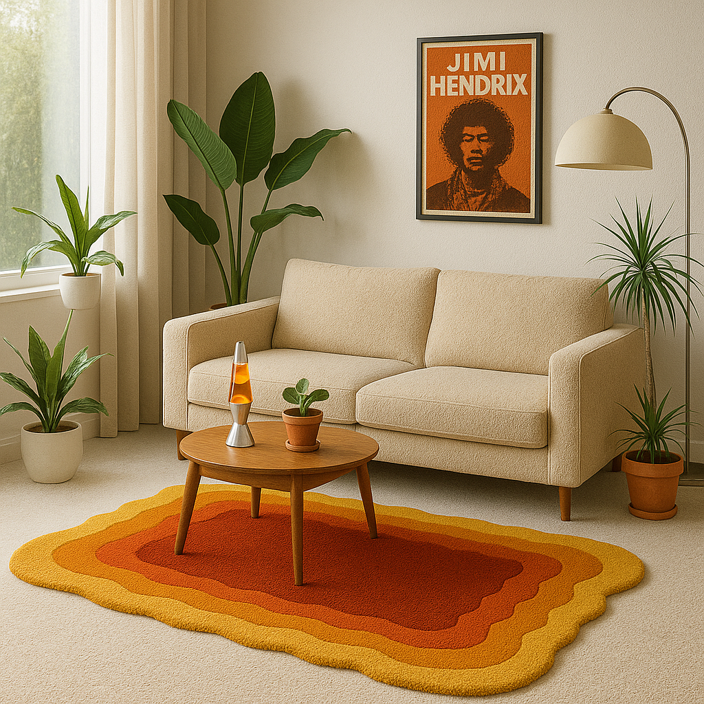 Wavy Border Rug – Amber