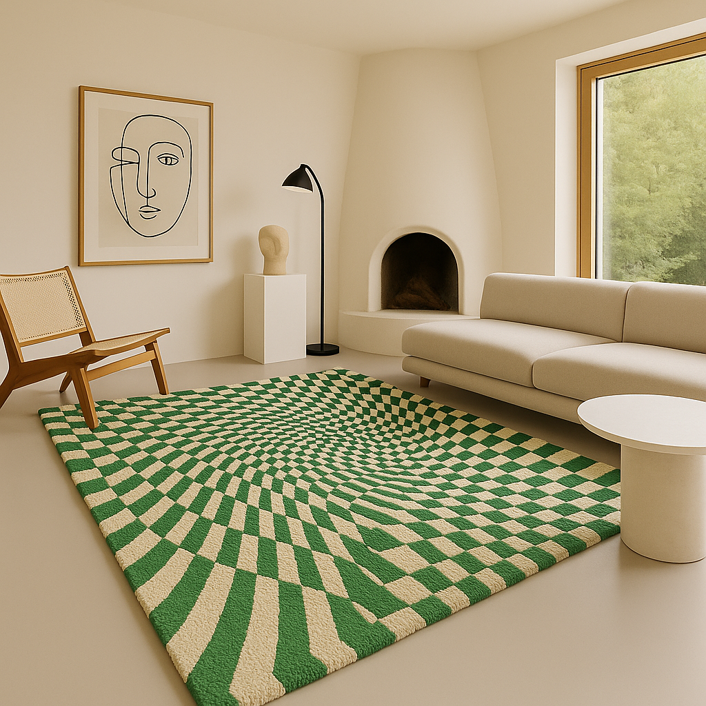 Warped Checkers – Retro Rug
