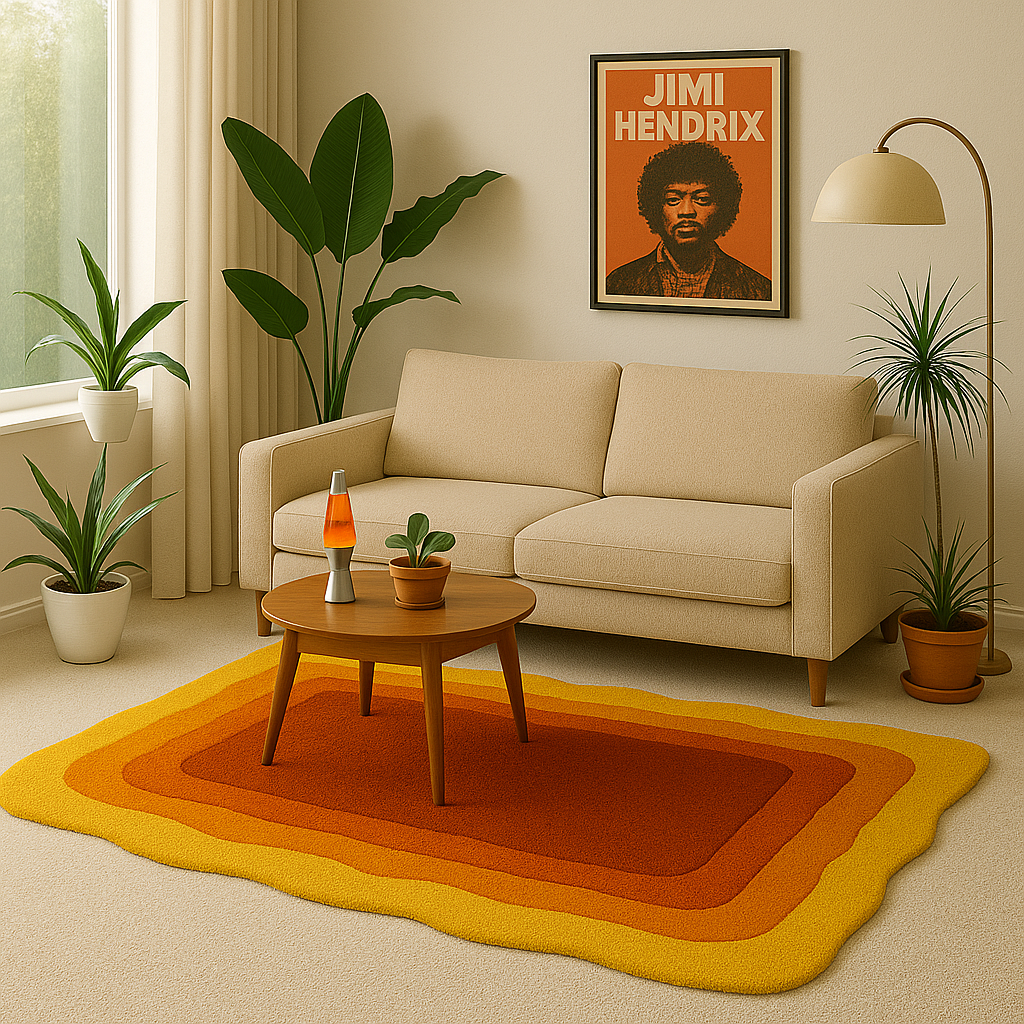 Wavy Border Rug – Amber