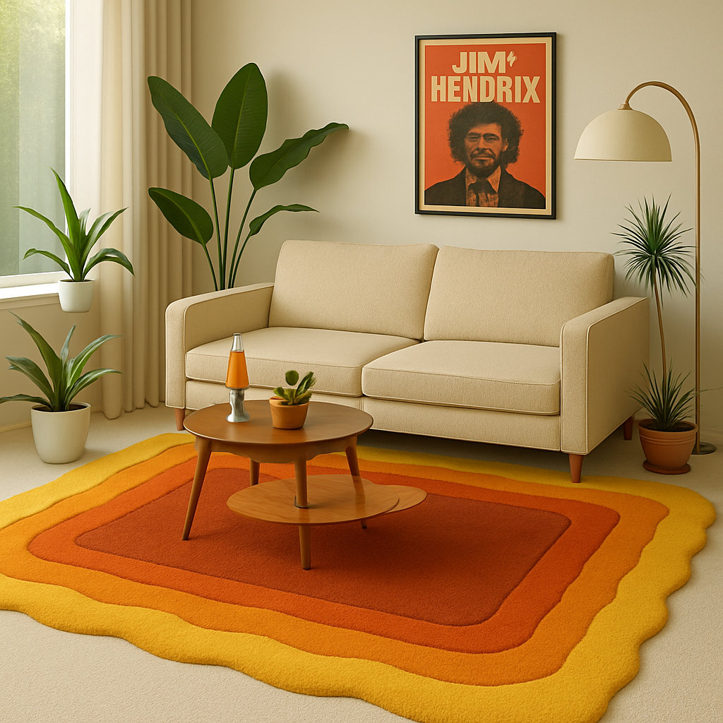 Wavy Border Rug – Amber