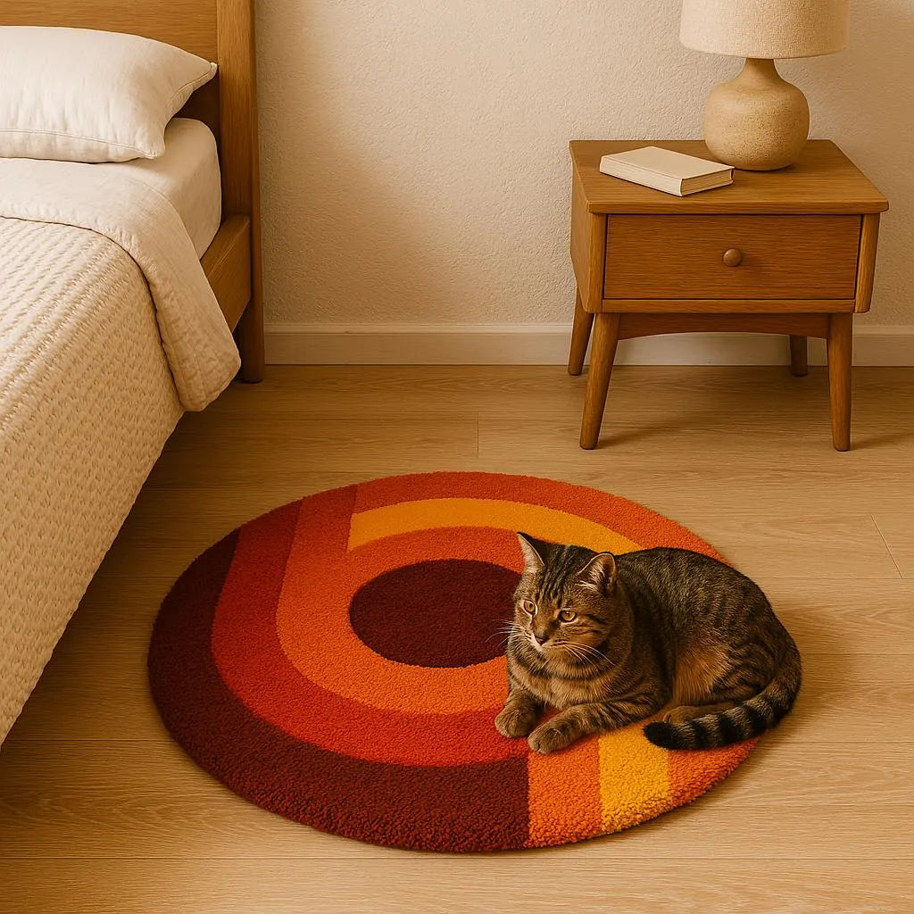 70s Vintage Circular Rug – Chromatic Circle Retro Style