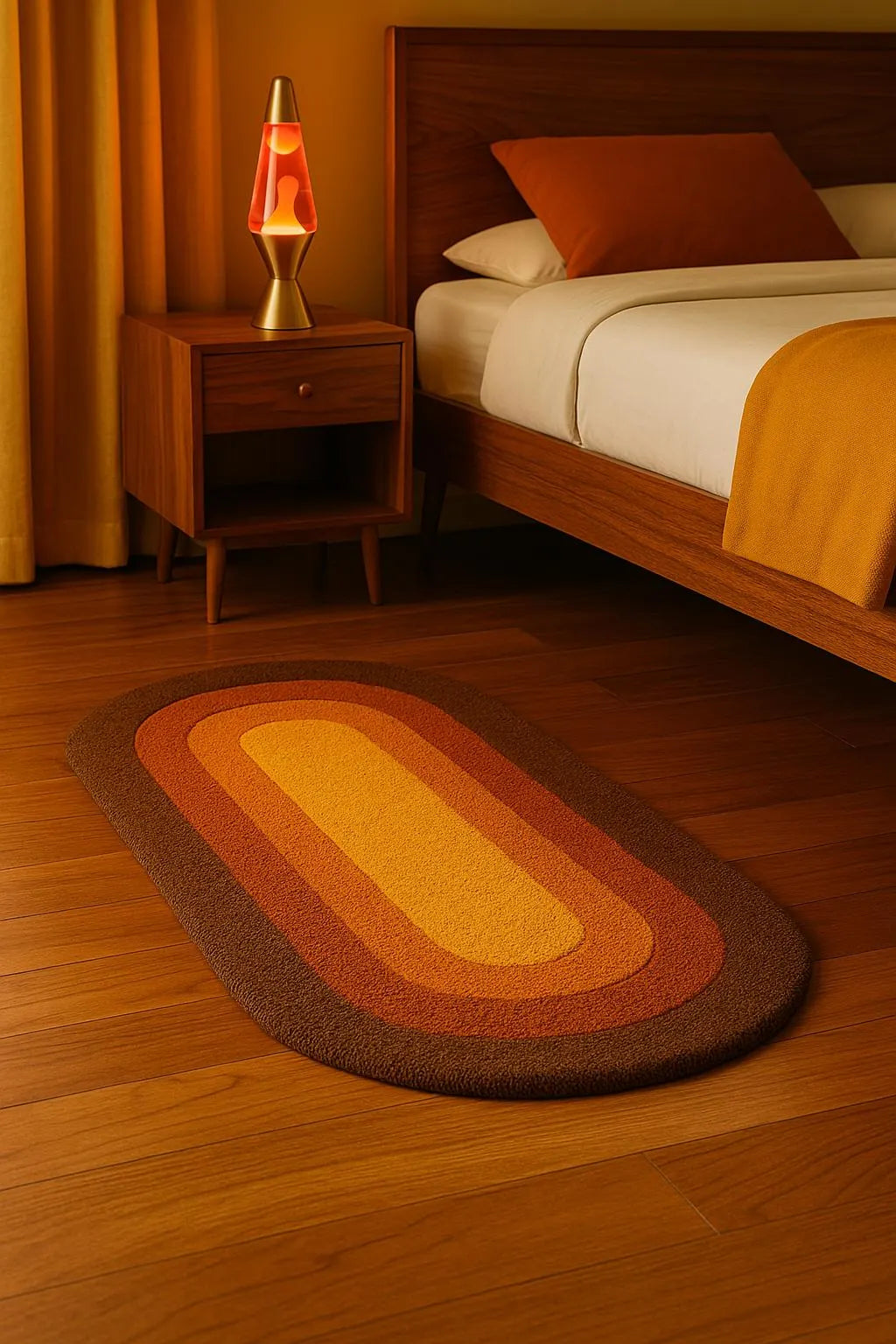 Vintage 70's Oval rug - Brown Retro gradient