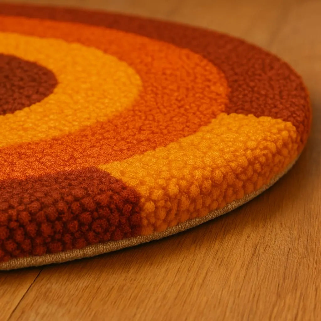 70s Vintage Circular Rug – Chromatic Circle Retro Style
