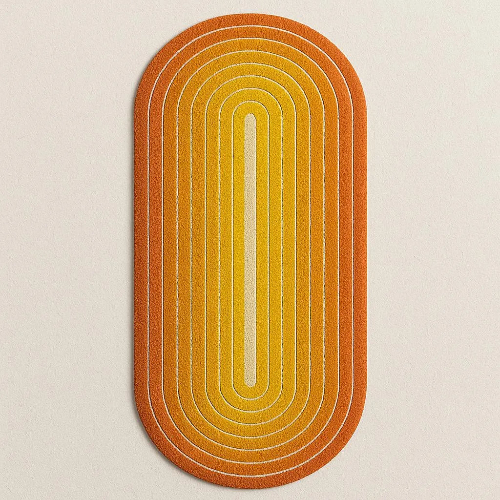 Oval carpet Vintage 70's - Retro Sunset gradient