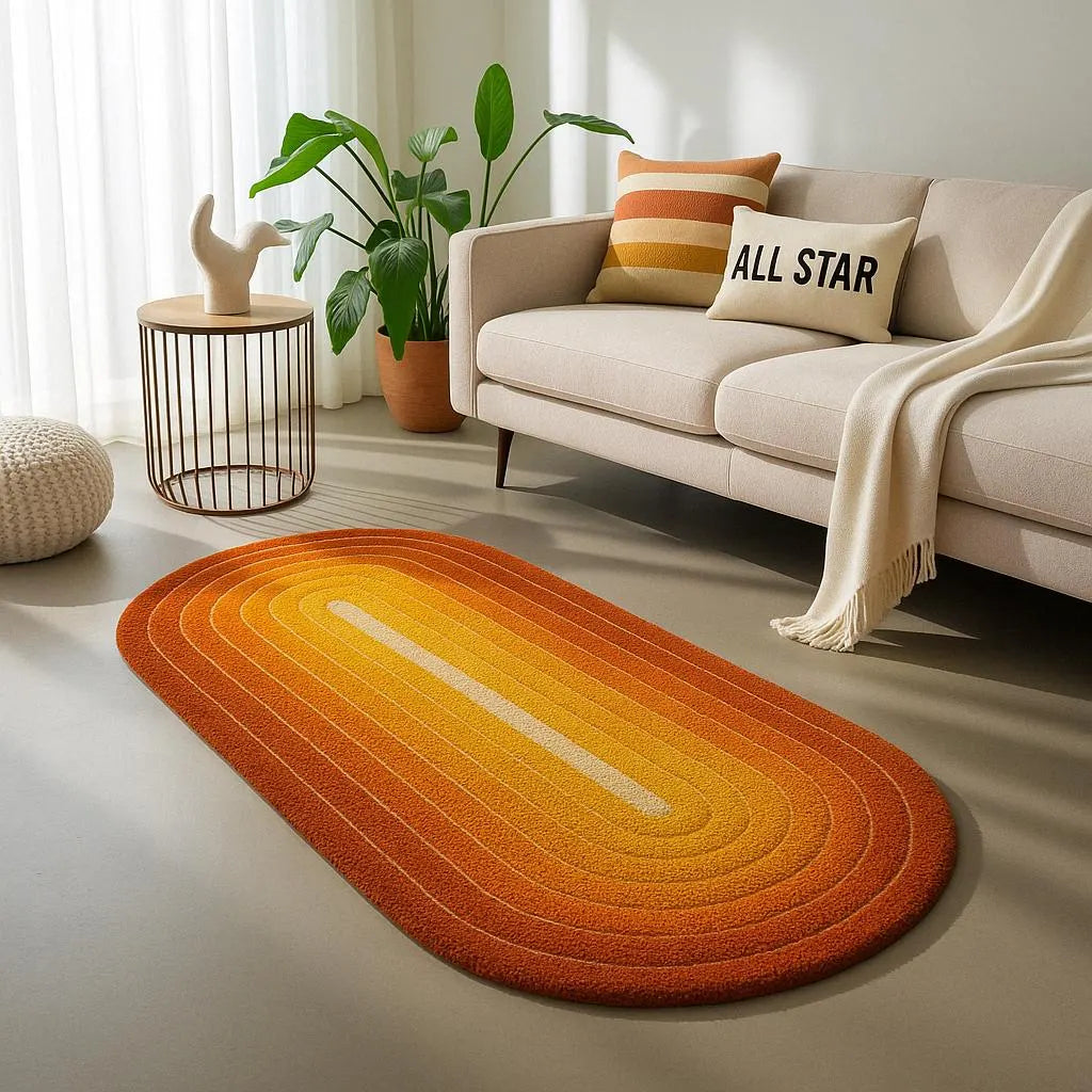 Oval carpet Vintage 70's - Retro Sunset gradient