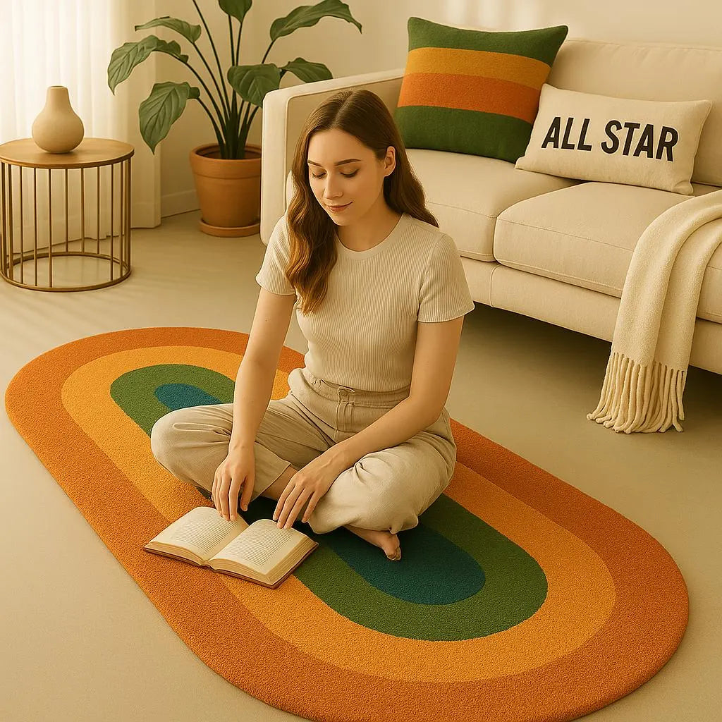 Vintage 70's Oval rug - Retro gradient