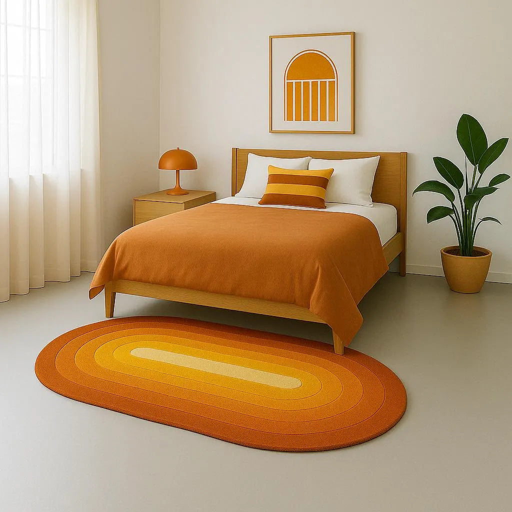 Oval carpet Vintage 70's - Retro Sunset gradient