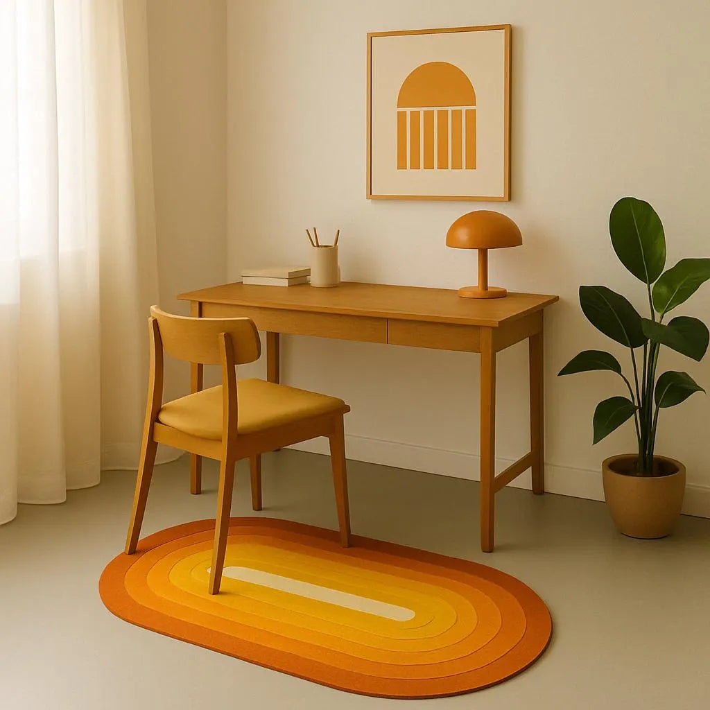 Oval carpet Vintage 70's - Retro Sunset gradient