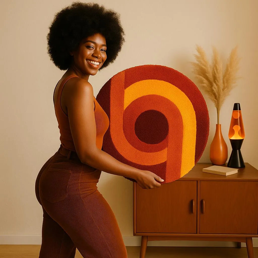 70s Vintage Circular Rug – Chromatic Circle Retro Style